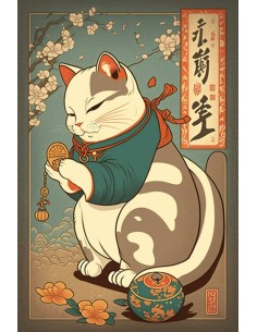 Plaque décorative Relief Chat Japonais