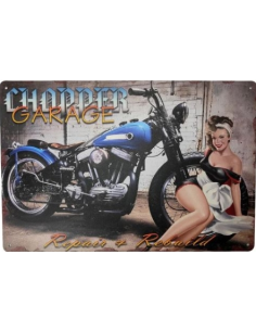 Plaque métal décorative Pin-up Garage 20 X 30 cm