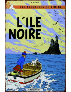 Plaque métal Tintin l’ile noire 30 x 20 cm