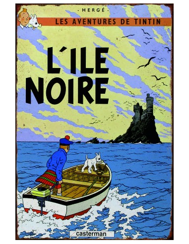 Plaque métal Tintin l’ile noire 30 x 20 cm