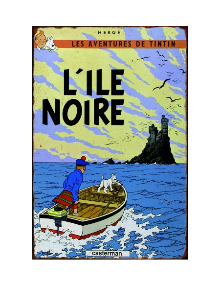 Plaque métal Tintin l’ile noire 30 x 20 cm