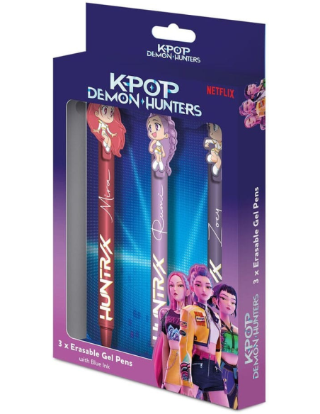 KPop Demon Hunters pack 3 stylos à bille à encre gel Erasable