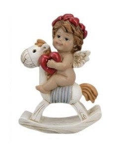 Petit Ange sur Cheval avec coeur 13 cm