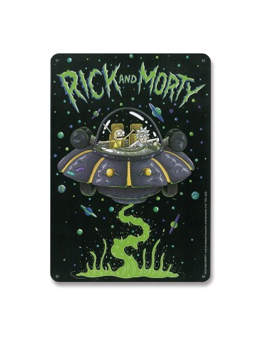 Rick & Morty panneau métal Spaceship 15 x 21 cm