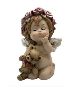 Petit Ange bisous avec ours 8 cm