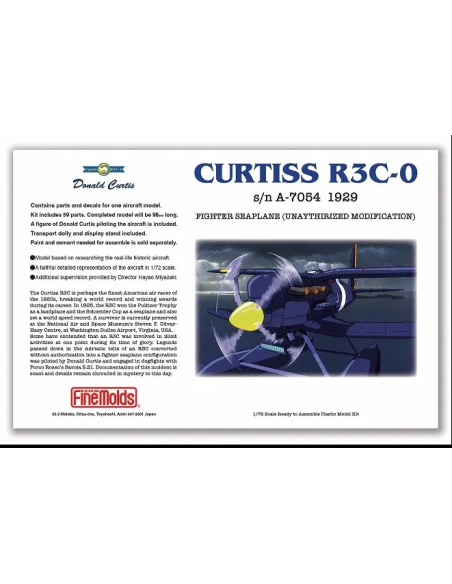 Porco Rosso Maquette 1/72 Curtiss R3C-0 Hydravion de comba