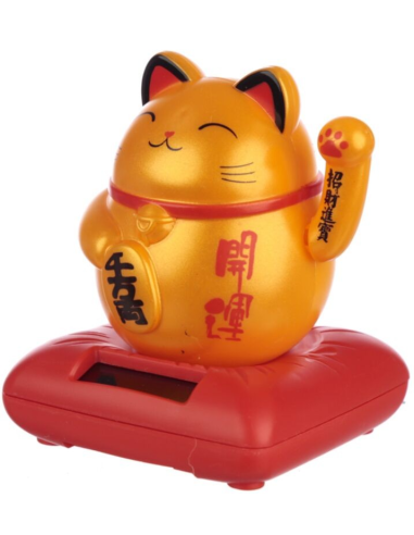 Maneki Neko Lucky Cat solaire doré