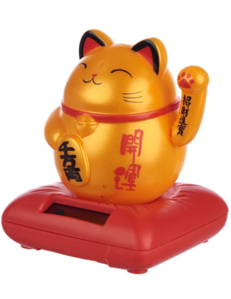 Maneki Neko Lucky Cat solaire doré