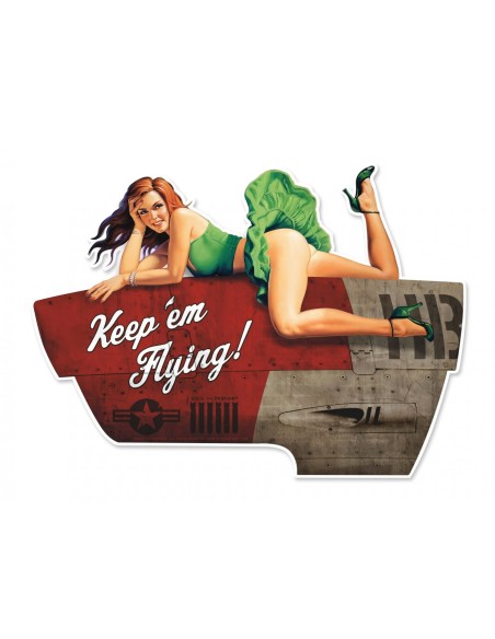 Plaque Pin-Up Aviation relief 59 x 42 Cm